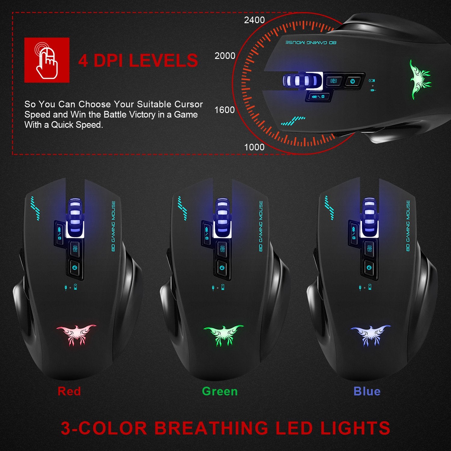 The Combatwing W-100 Rechargeable 2.4G Wireless Gaming Mouse