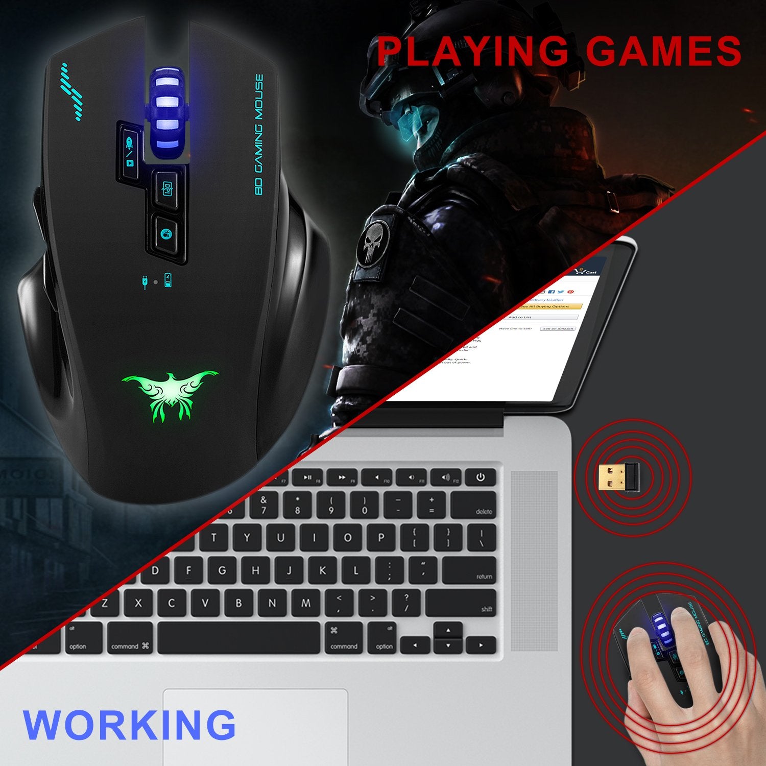 The Combatwing W-100 Rechargeable 2.4G Wireless Gaming Mouse